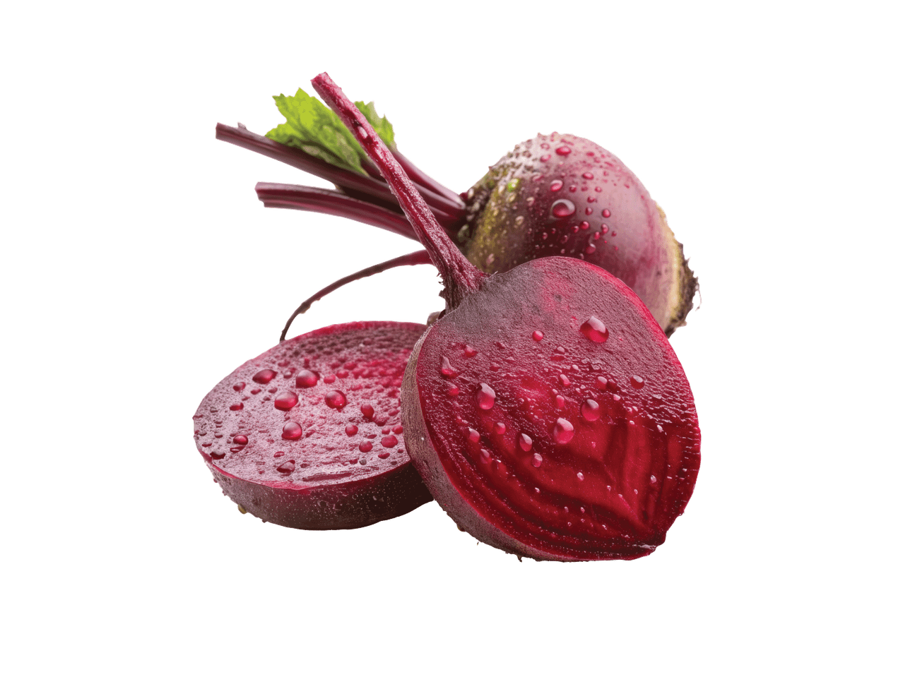 Burokėliai su lapais ir vandens lašeliais ant juodo fono.