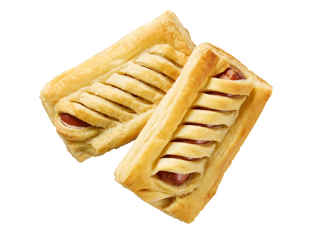 Salgados de salsicha em massa folhada.