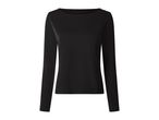 Black long-sleeved top with a boat neck