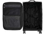 Esmara trolley suitcase set, open, showing interior with straps and mesh pockets