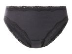 Dark grey ribbed briefs with lace trim