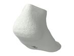 White ankle sock with a ribbed cuff and heel, featuring size markings on the sole.