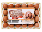 24 ovos frescos de galinhas criadas no solo, em embalagem Lidl.