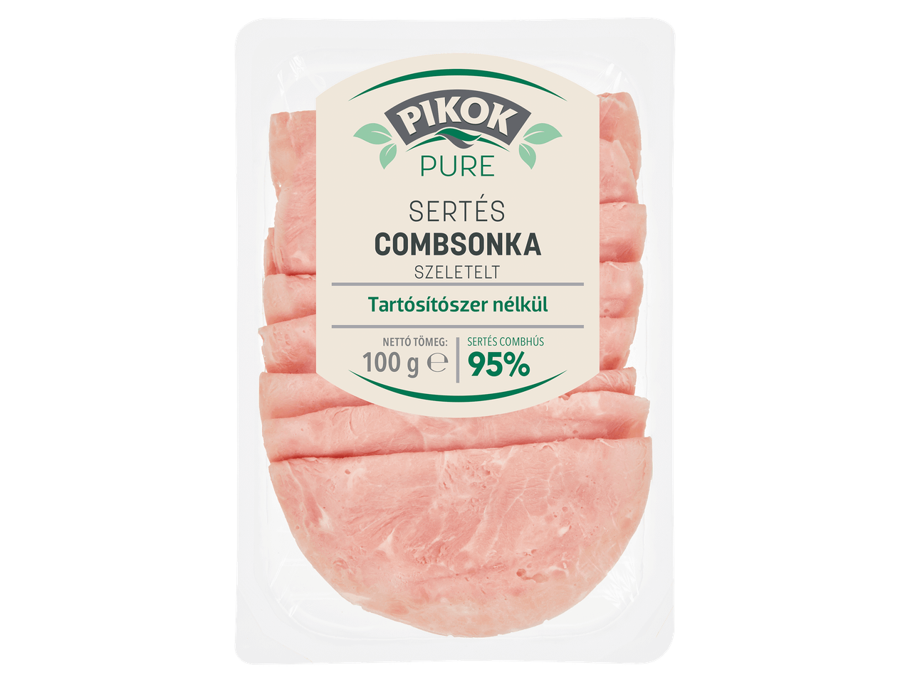 Szeletelt sertés combsonka védőgázas csomagolásban.