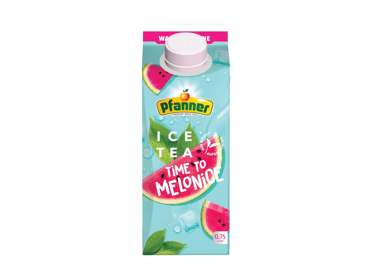 Pfanner jeges tea, görögdinnye ízű, 0,75 literes kartonban.