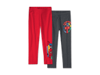 Zwei Paar Miraculous Ladybug Leggings, eine rote und eine graue.