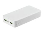 White power bank with multiple USB ports and a power button.
