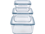 Set de recipiente de sticlă Silvercrest® cu capace albastre, stivuite