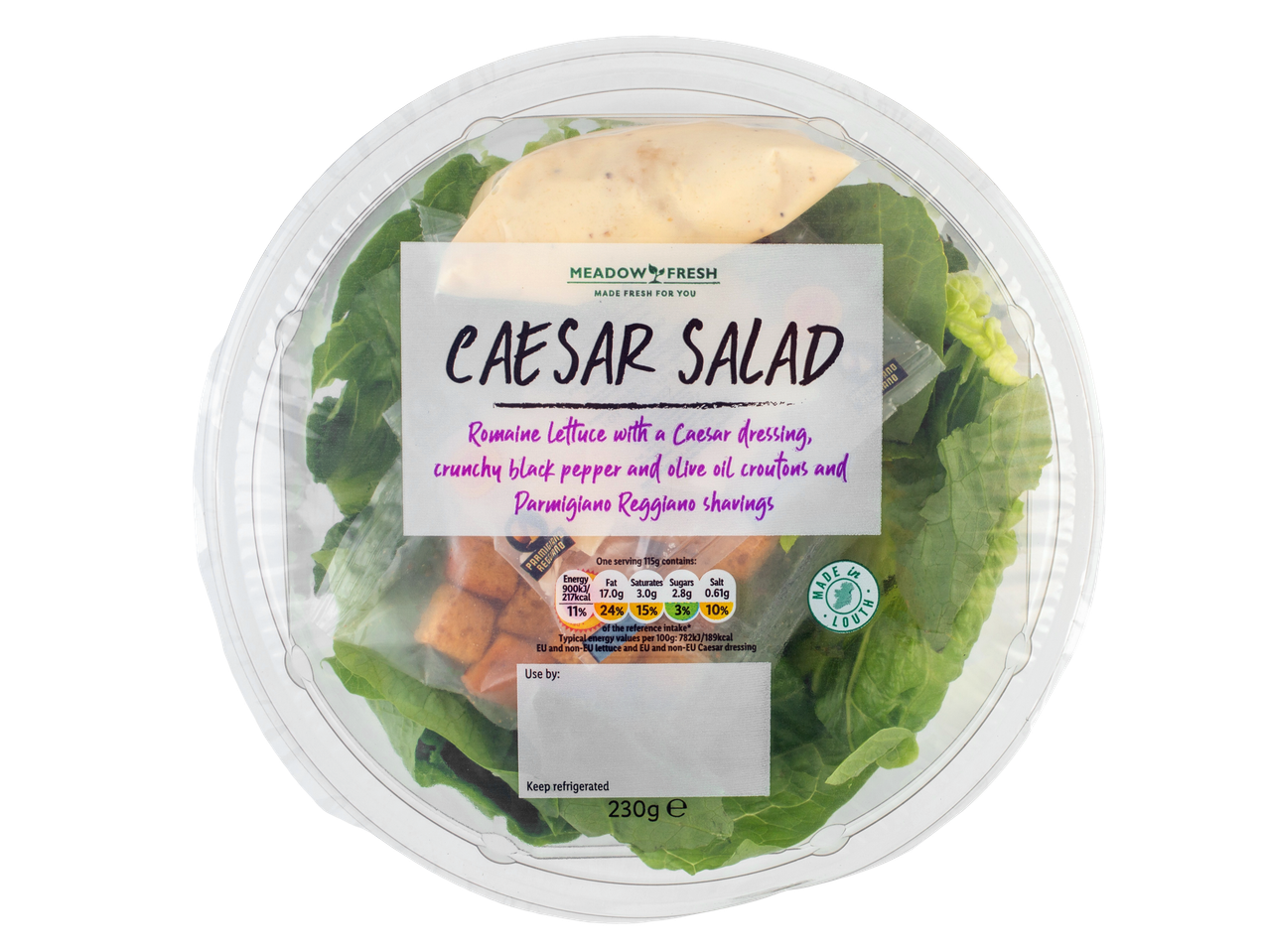 Meadow Fresh Caesar Salad: romaine lettuce, croutons, parmesan.