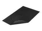 Black doormat with a textured geometric pattern and a non-slip backing