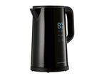 Black electric kettle with digital temperature display and control buttons