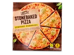 Trattoria Alfredo: twee stenen oven gebakken Quattro Formaggi pizza's.
