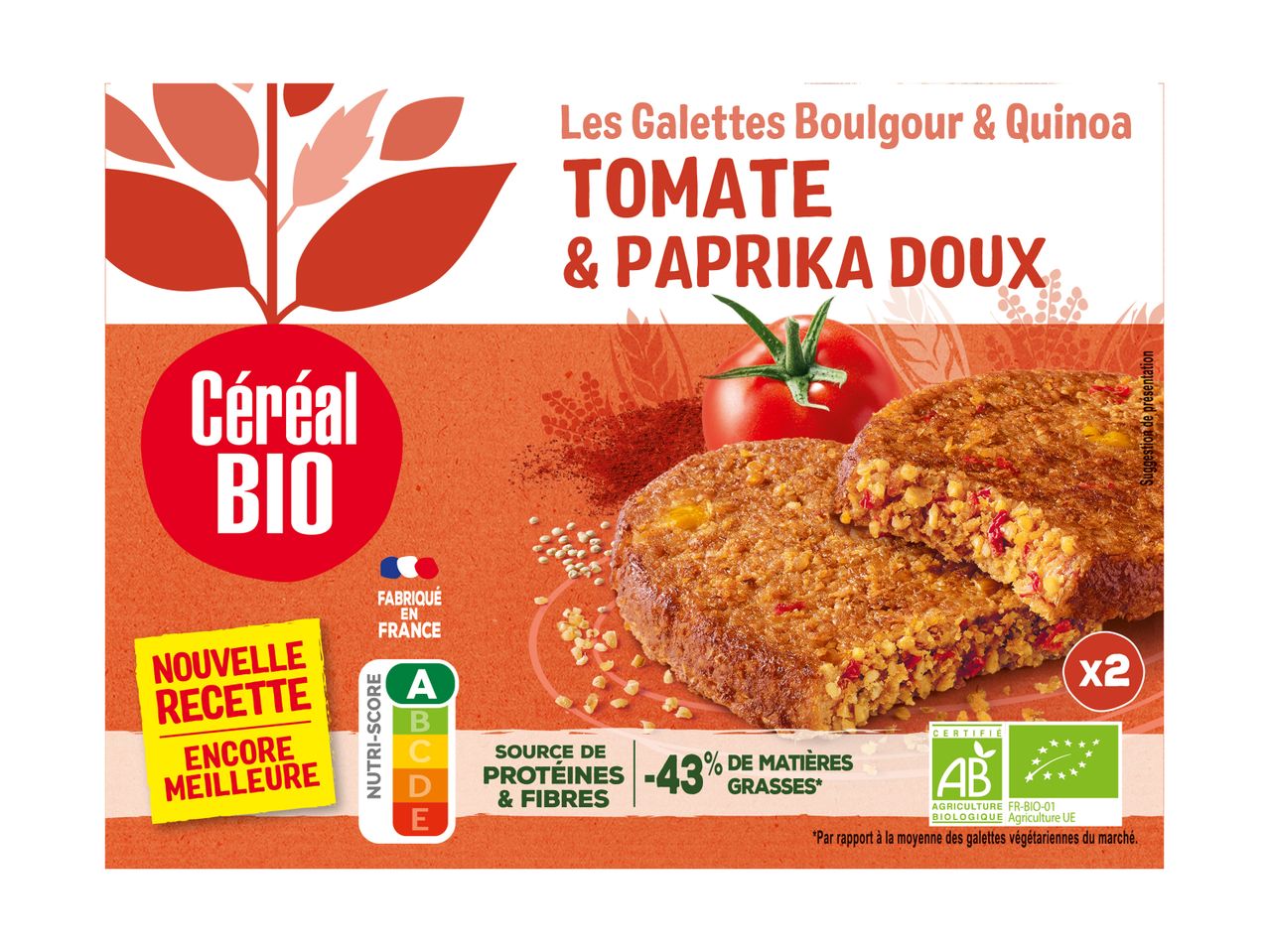 Galettes Céréal Bio boulgour & quinoa tomate & paprika doux.