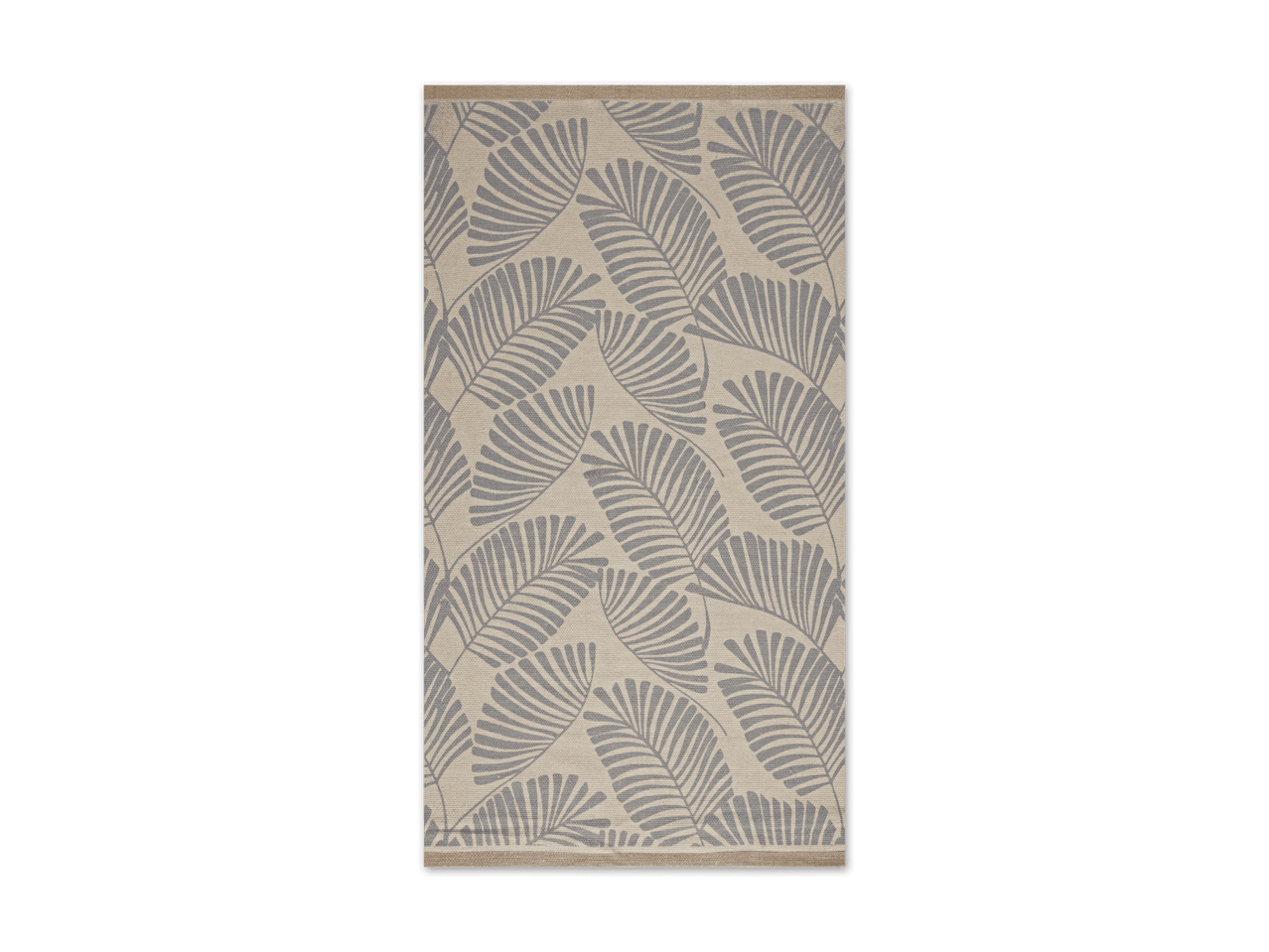 Beigefarbener Teppich mit grauem Farnblattmuster