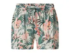 Women's floral print shorts with an elastic waistband and drawstring.