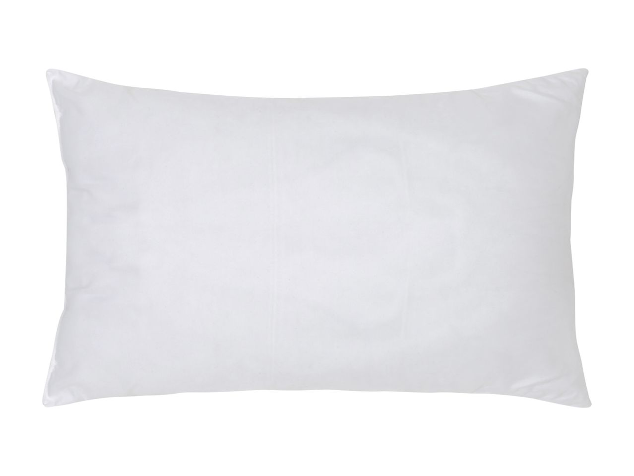 A plain white pillow isolated on a white background.