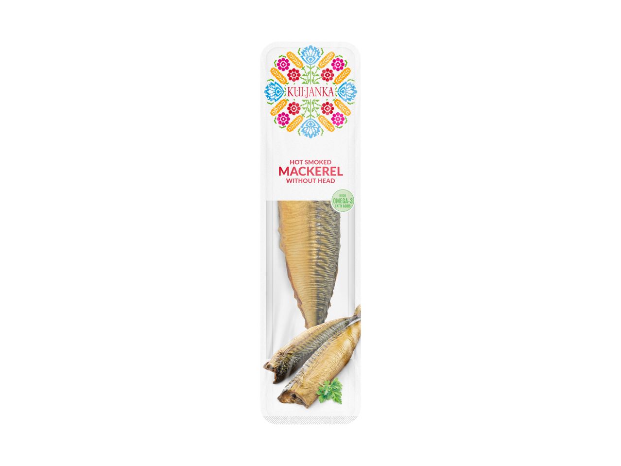 Kuljanka hot smoked mackerel fillets without head, high in Omega-3 fatty acids.