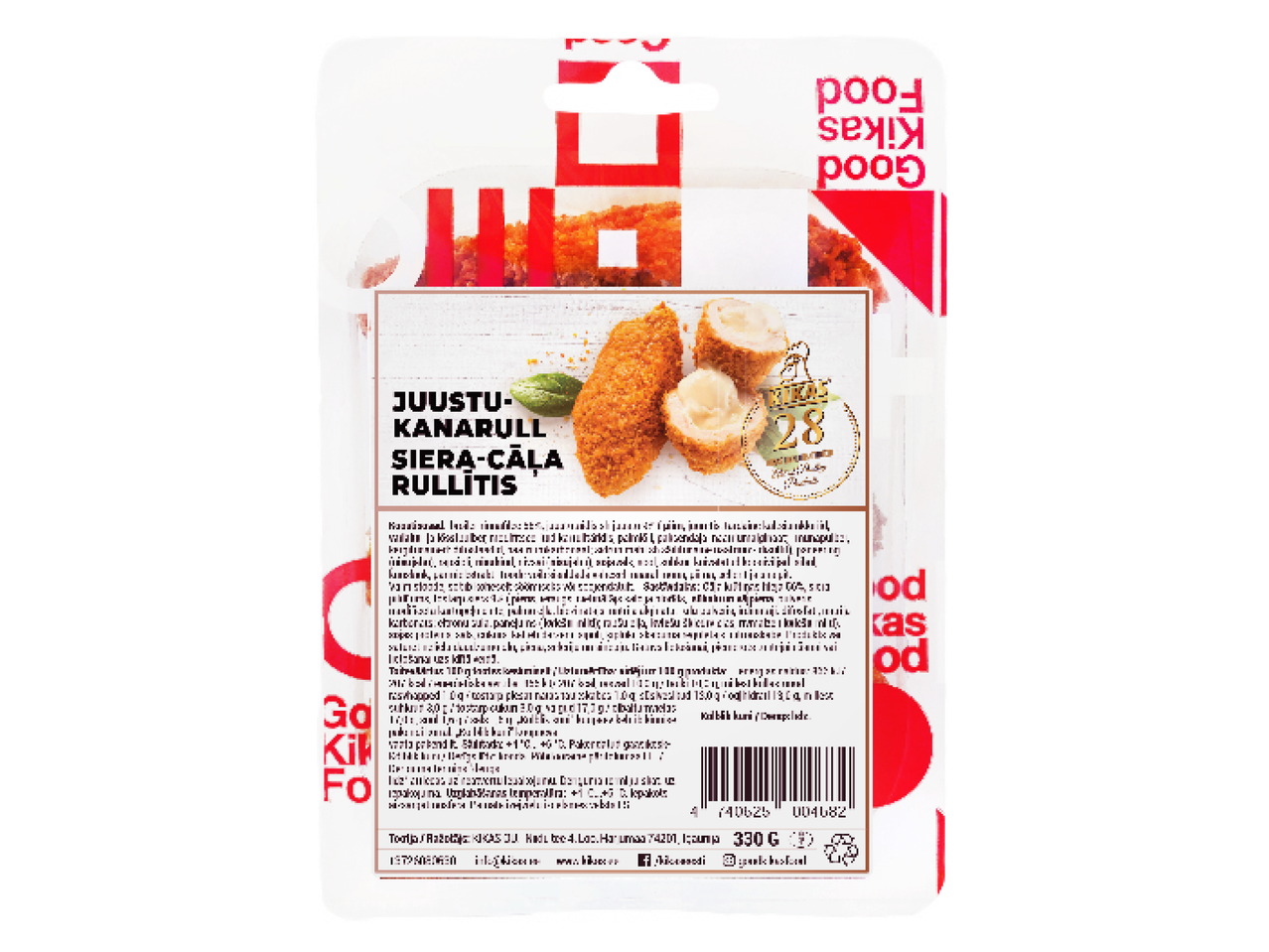 Good Kikase juustu-kanarullide pakend koos tooteteabega.