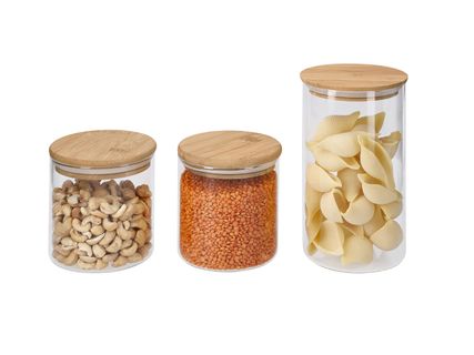 Üvegtároló bambuszfedéllel