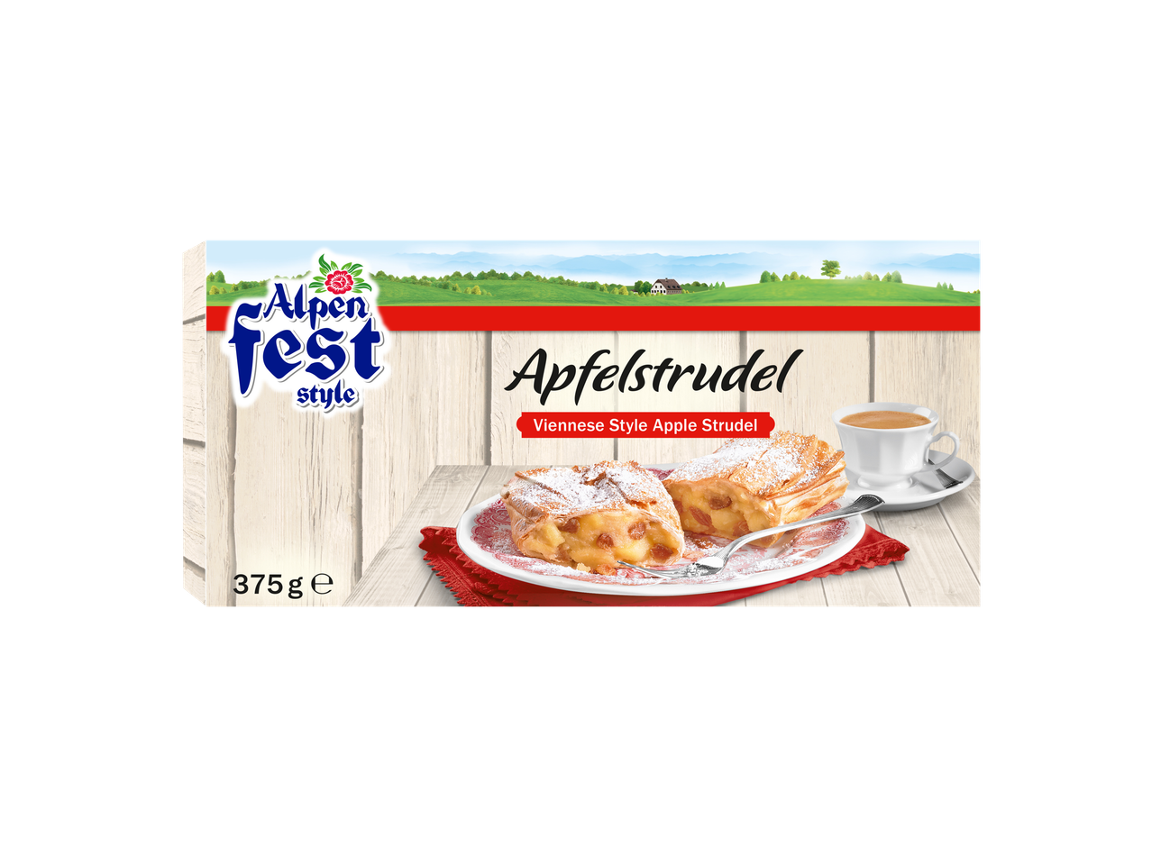 Alpen Fest stilia Apfelstrudel: Vienos stiliaus obuolių strudelis.