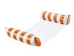 Orange and white striped inflatable pool hammock