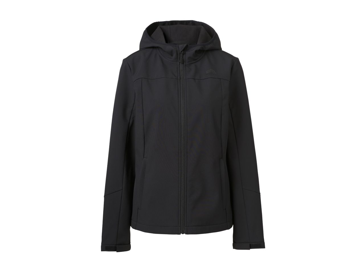 Women's black softshell jacket with a hood