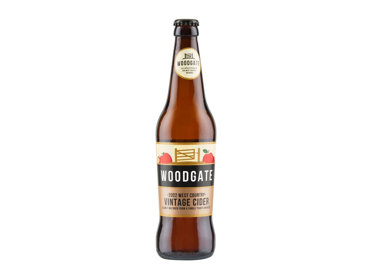 Bottle of Woodgate 2022 Vintage cider.