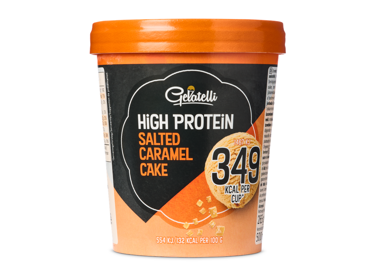 Gelatelli: hoog eiwit, gezouten karamel ijs.