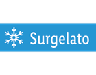 Sigillo blu con fiocco di neve e la scritta 'Surgelato'.