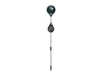 Solar-powered garden stake light with a colorful, spherical top and a ground spike.