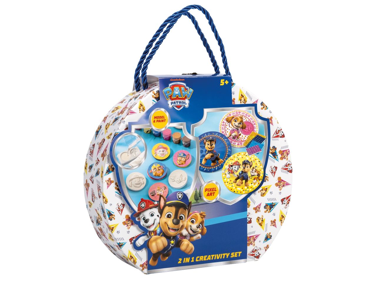 Комплект за творчество Paw Patrol 2 в 1 с моделиране, рисуване и пикселно изкуство.