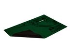 Green doormat with a black outline drawing of a cordless drill and the brand logo for  Parkside.