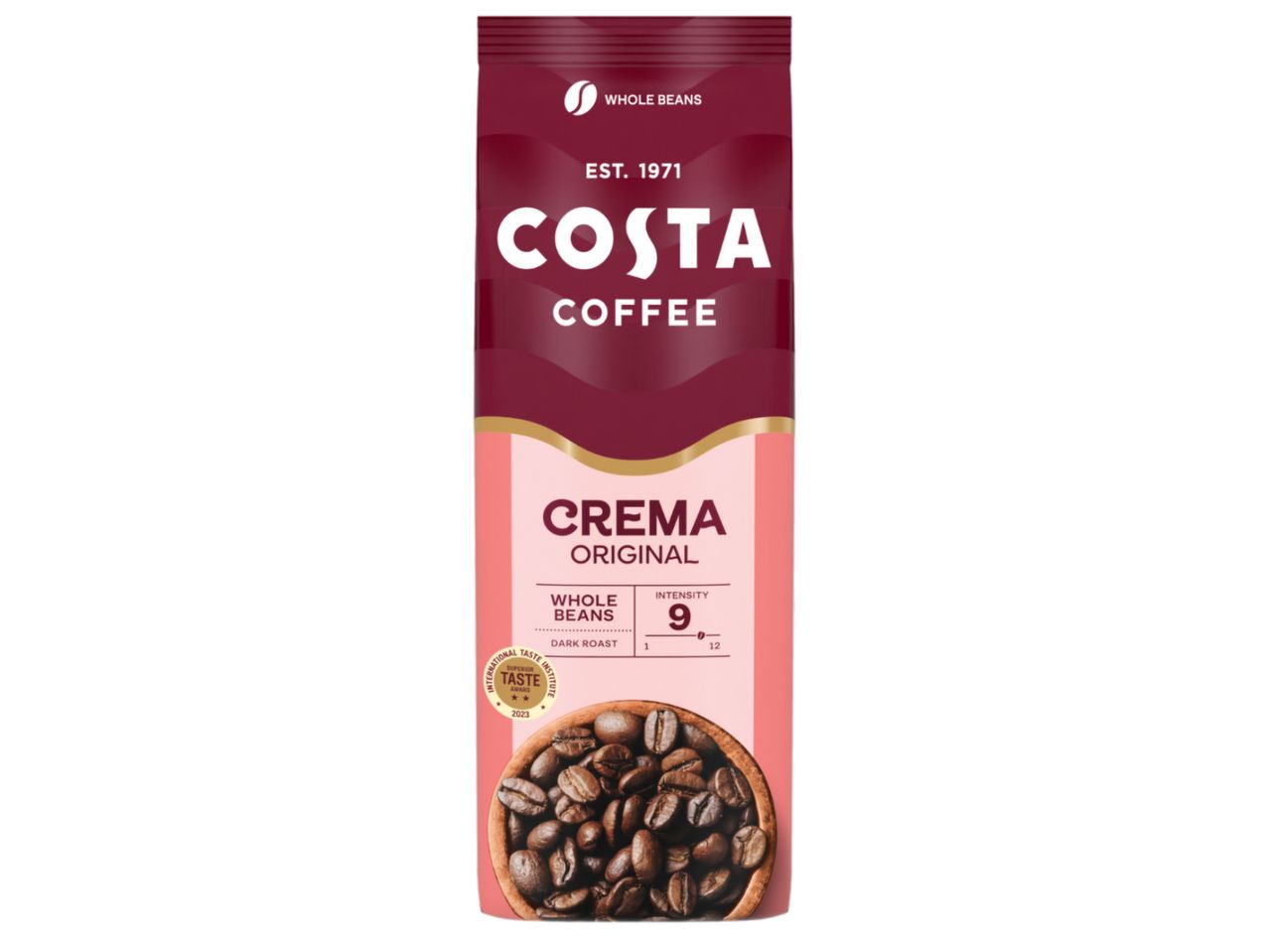 Опаковка кафе на зърна Costa Coffee Crema Original с интензитет 9.