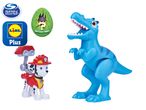 Paw Patrol Marshall and a blue dinosaur toy.