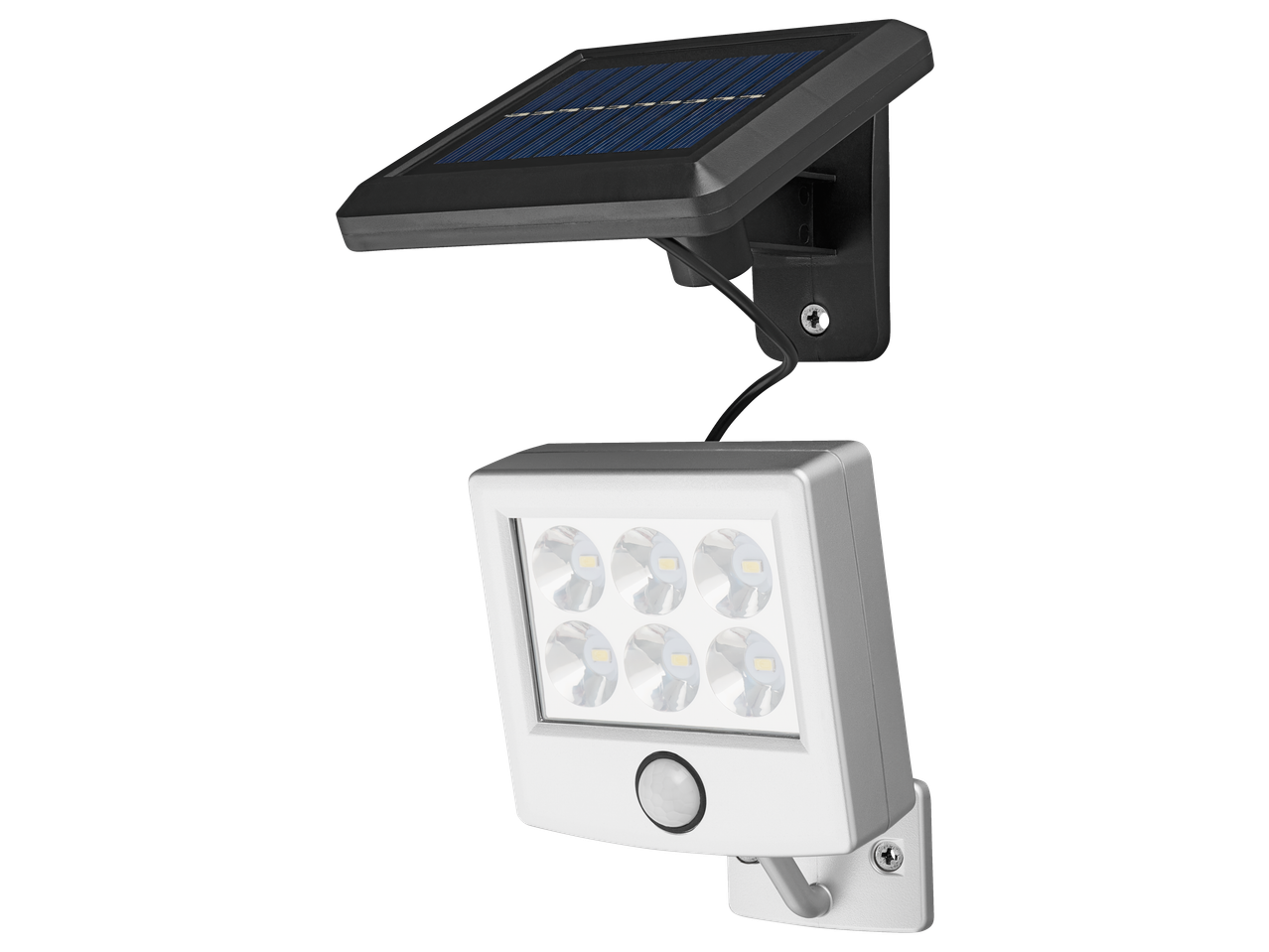 LIVARNO, päikeseenergia LED-valgusti liikumisanduriga, hõbedane ja must.