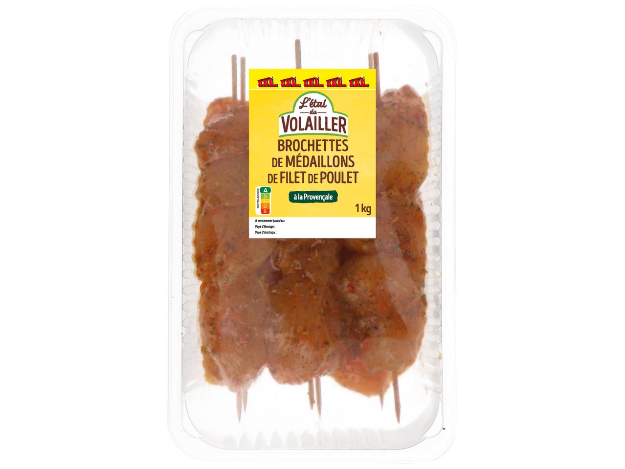 Brochettes de médaillons de filet de poulet
