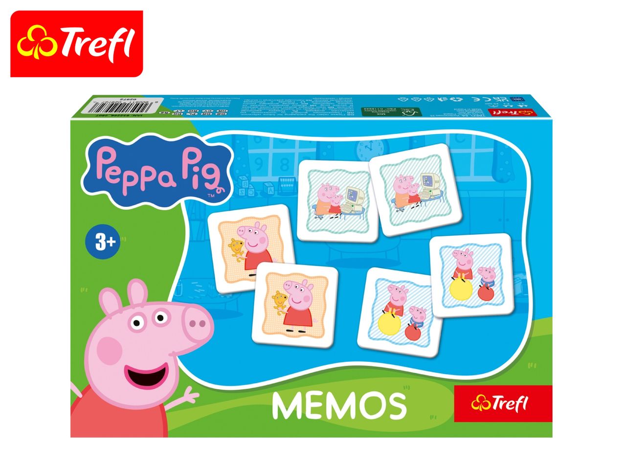 Peppa Pig memory game with various character cards, suitable for ages 3+.