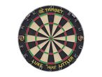 A black and beige dartboard with red and green accents, featuring the brand 'TARGET' and 'LUKE THE NUKE LITTLER' text.