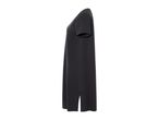 Side view of a black short-sleeved t-shirt dress.