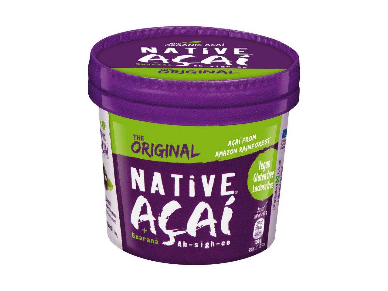 A cup of frozen Brazza Native Açai.