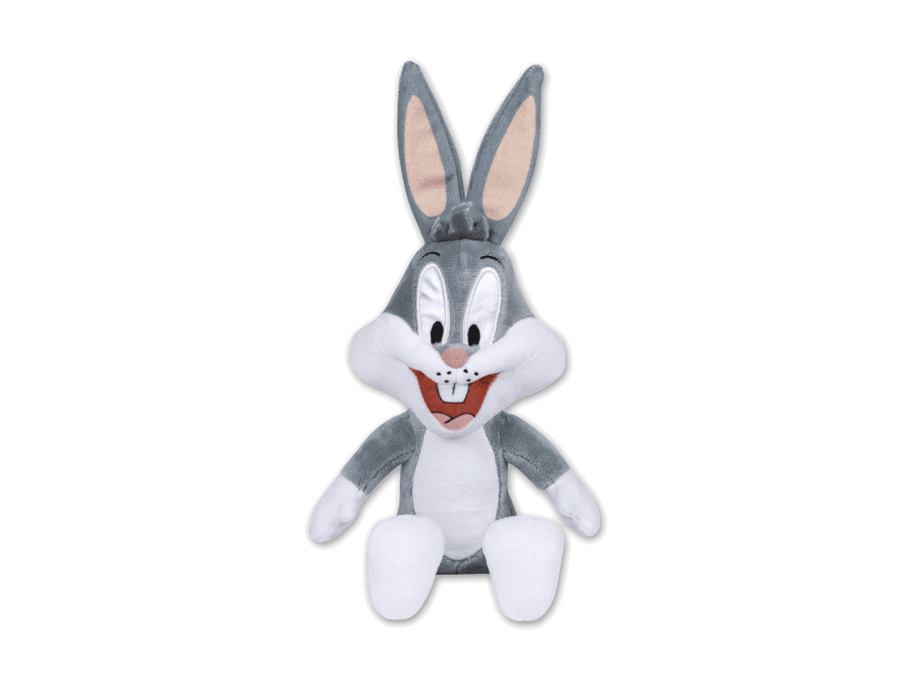 Ein Bugs Bunny Plüschtier auf schwarzem Hintergrund.