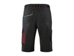 Black work shorts with red accents and multiple pockets, back view.
