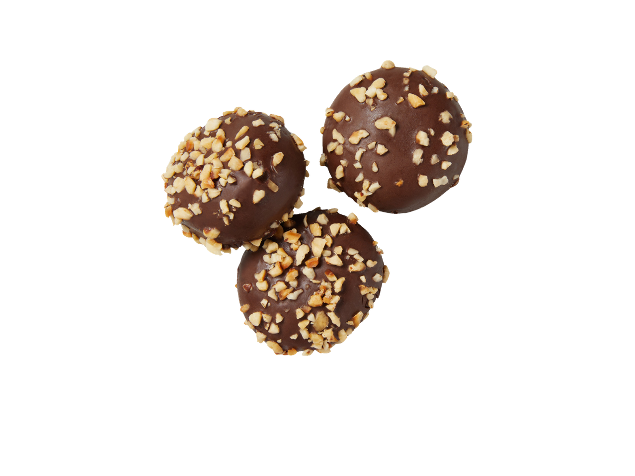 Chocoladetruffels met gehakte hazelnoten.