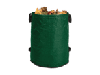 Grüner Gartensack gefüllt mit Herbstlaub.