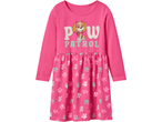 Rožinė suknelė su ilgomis rankovėmis, „Paw Patrol“ motyvu ir letenėlių atspaudais.