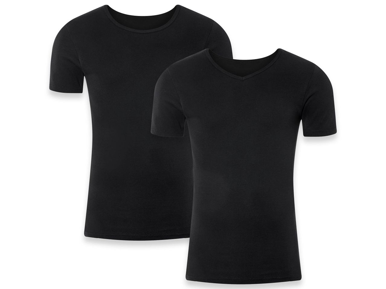 Two black men's Fine-Ribbed Undershirts.