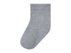 Single gray sock with a ribbed texture and ruffled cuff.