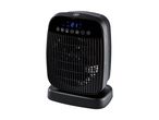 Black electric fan heater with digital display and control buttons