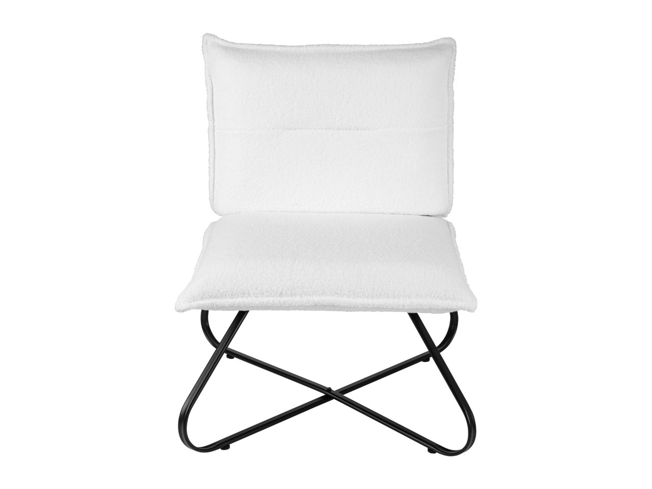 White teddy fabric chair with black metal legs