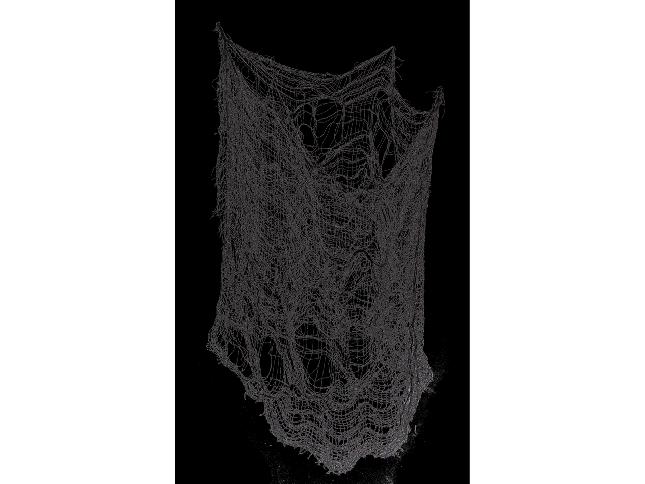 Halloween Party Decorations: A large, dark, tattered mesh fabric for spooky decor.